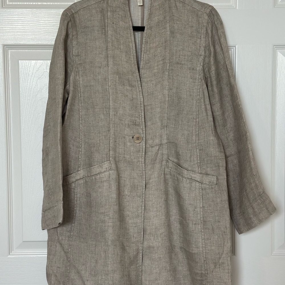 Eileen Fisher Cream Linen Coat